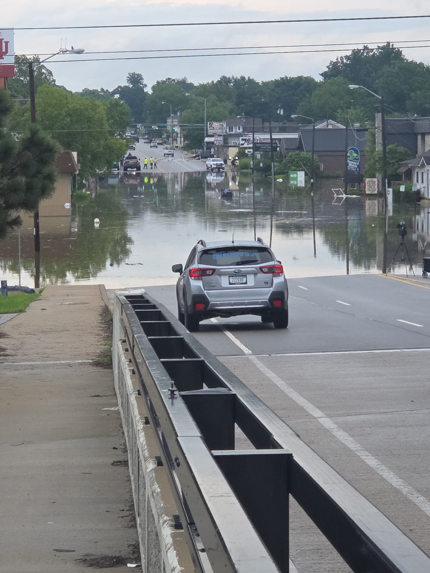 Flooded street in an Indiana neighborhood after the storm